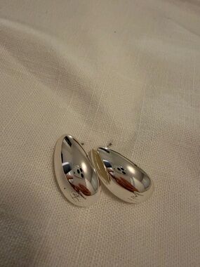 Polished Silver Teardrop Stud Earrings